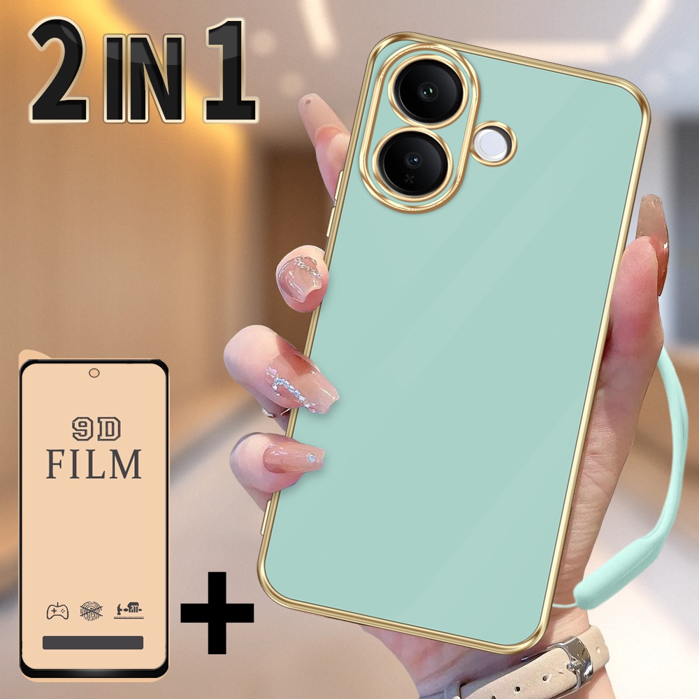 Case HP untuk VIVO V60 Lite 4G 5G Electroplating Premium 2 in 1 + Ceramic Film 9D | Casing Mewah Ant