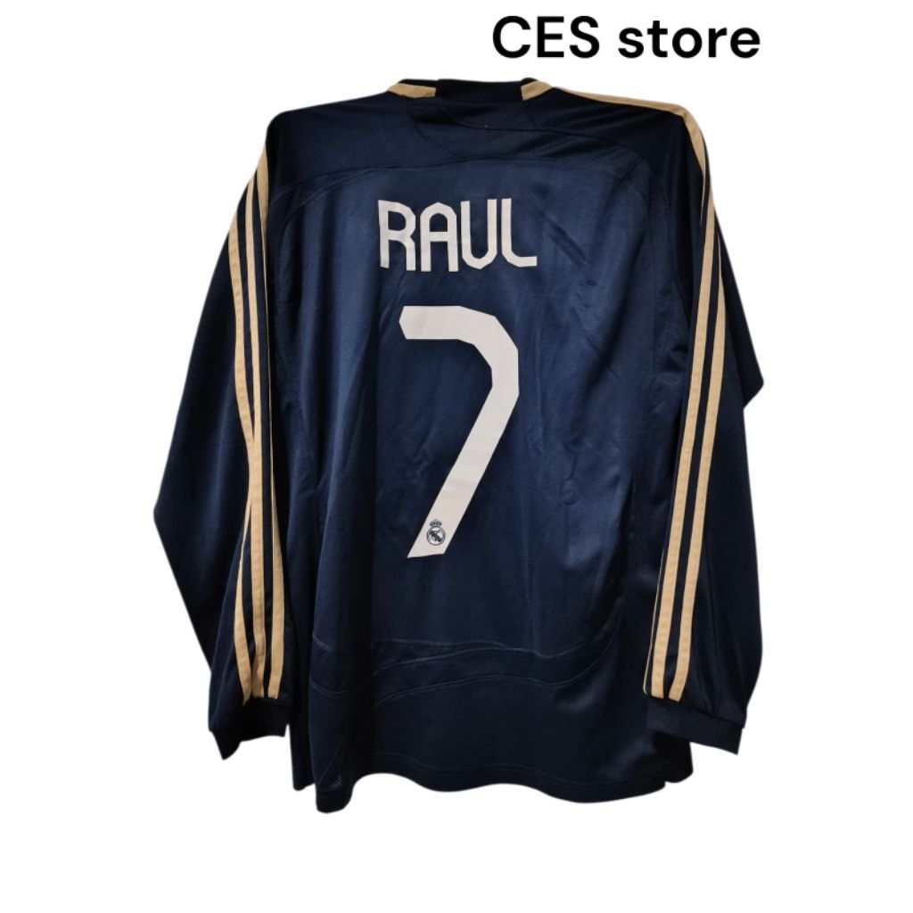 jersey baju bola retro reel medrid raul navy sport casual