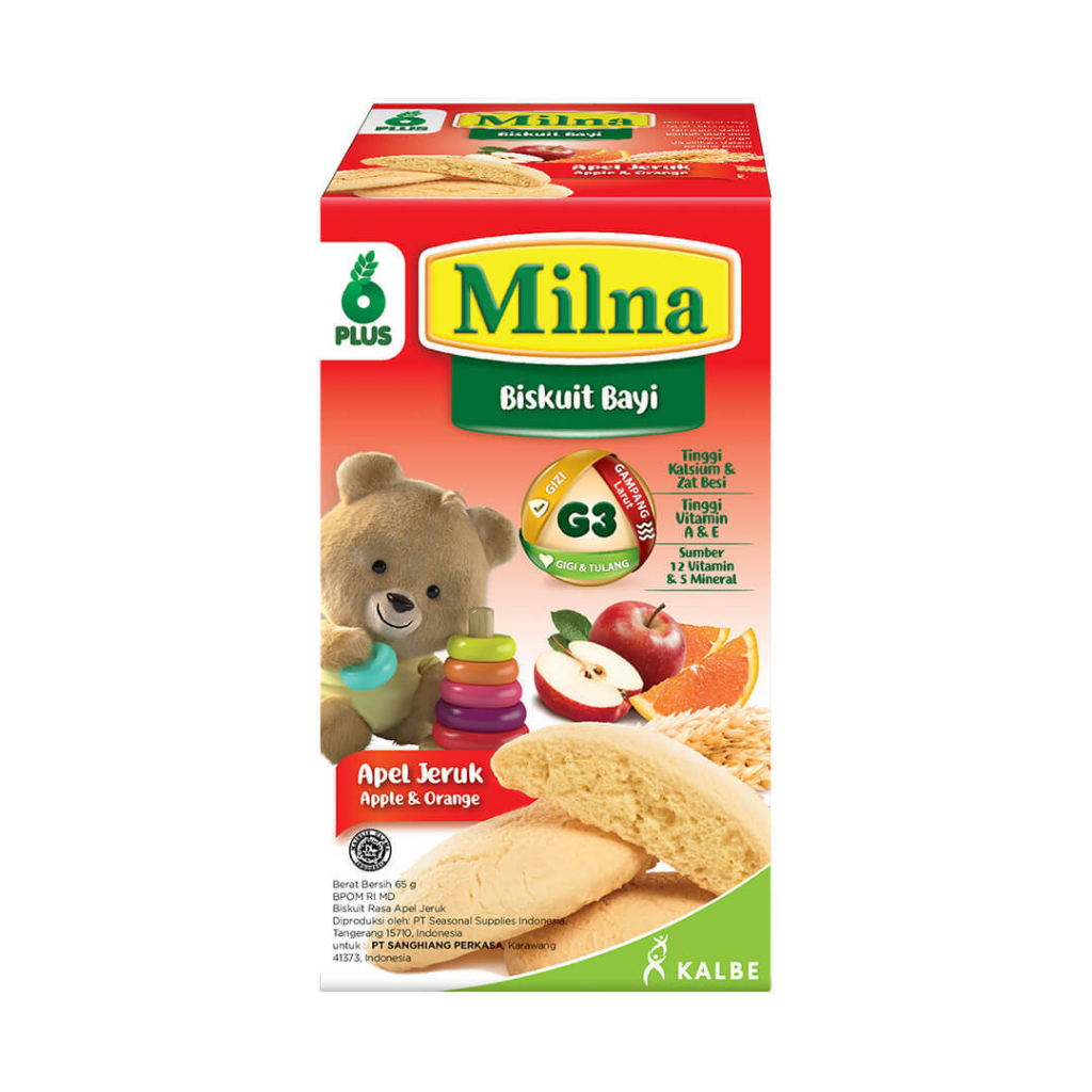BISKUIT BAYI MILNA 6+  65 GRAM BOX/RASA APPLE JERUK /BISKUIT BAYI/SNACK BAYI 6 BULAN KEATAS