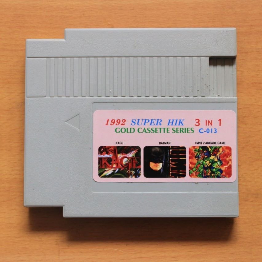 Kaset Nintendo NES 8 Bit 72 Pin 3 IN 1 A TMNT Ninja Turtles 2 Kage Batman Tested Normal Game Jadul