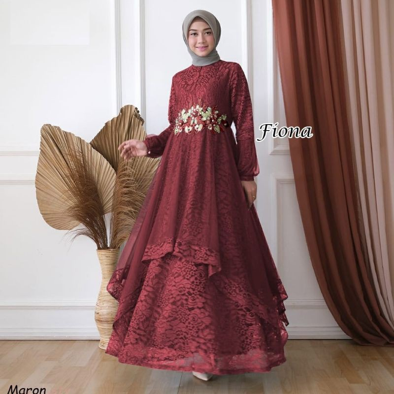Fiona Gamis Pesta Muslimah Dress Muslim Wanita Size XL