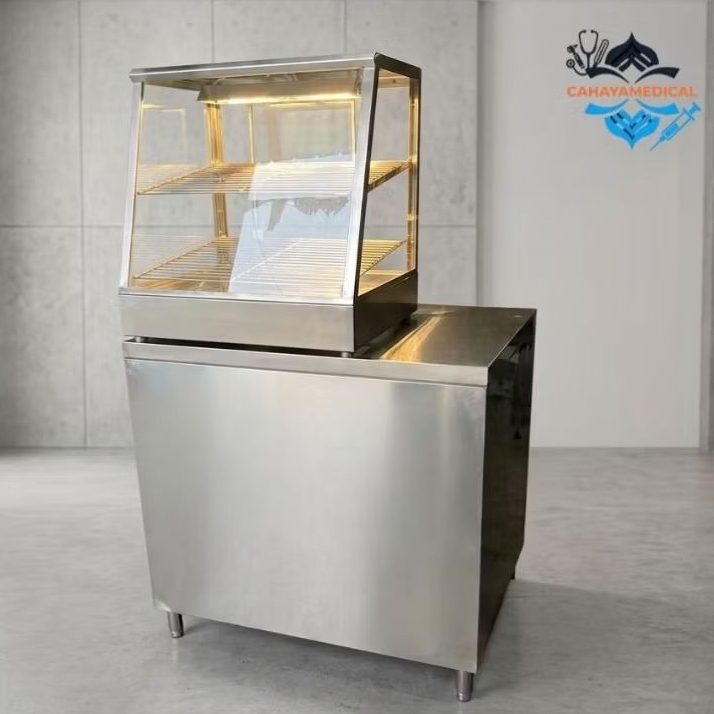Display etalase warmer fried chicken / Food warmer stainless / Meja booth warmer / Etalase food warm