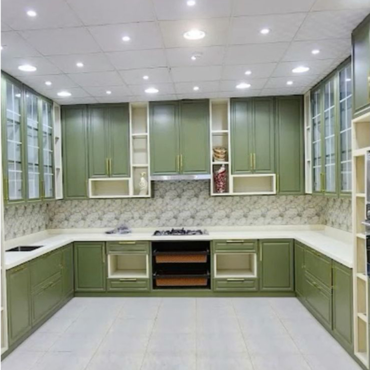 Kitchen Set warna hijau minimalis Custom Murah + Gratis Survei & Instalasi se jabodetabek