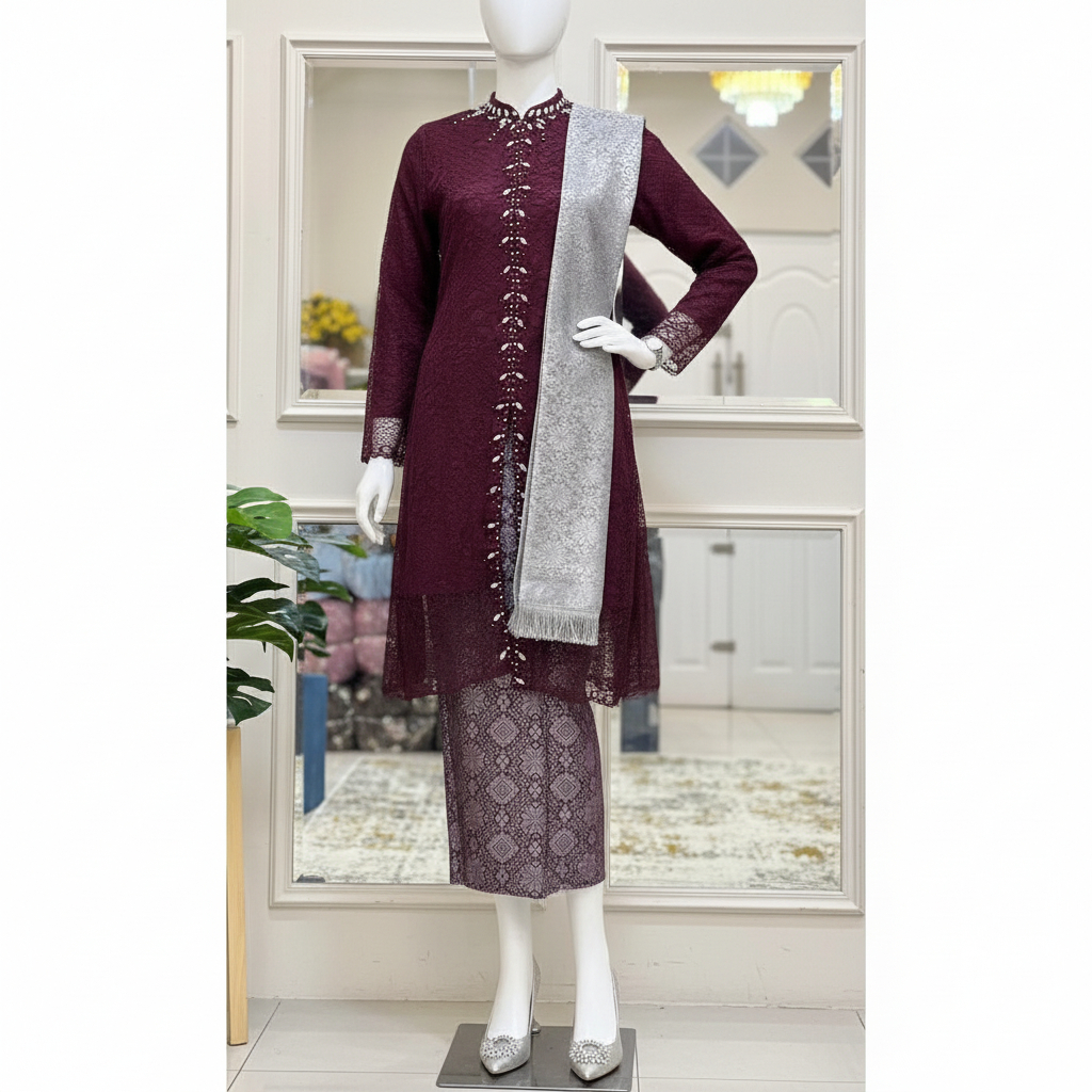 Kebaya Modern Kebaya Wisuda Nikahan Bahan Brokat Model Tunik Payet Premium