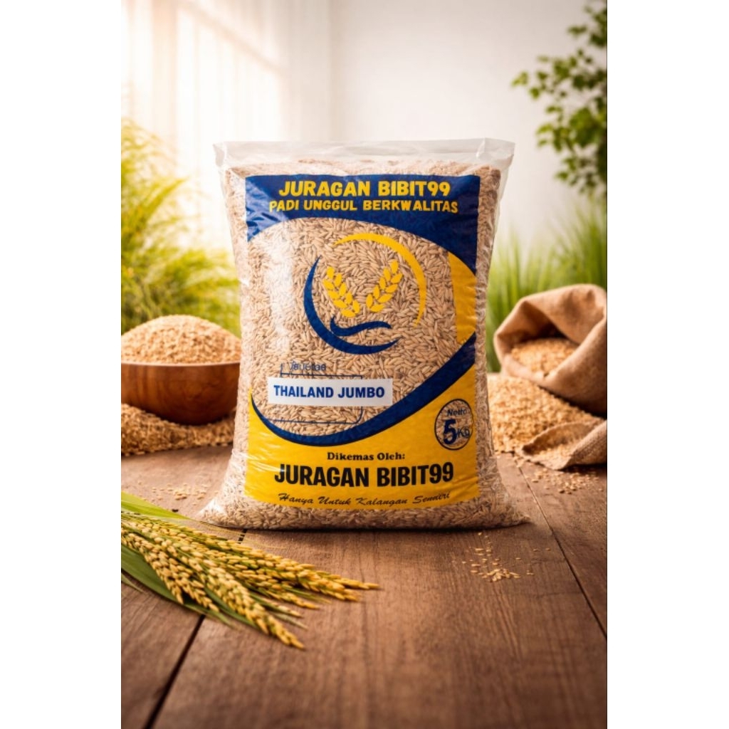 benih padi unggul thailand jumbo hasil nasi pulen kemasan 5kg