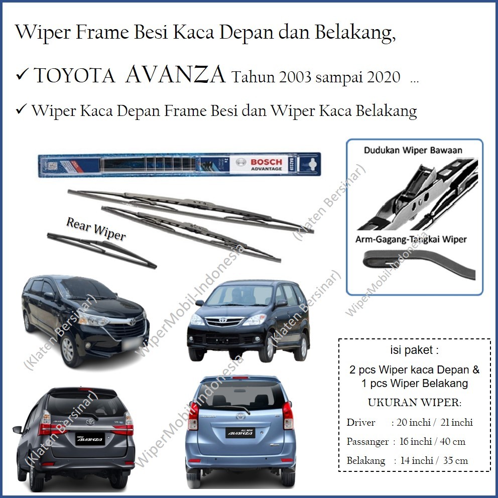 Wiper Kaca Mobil Toyota AVANZA 2004 2005 2006 2007 2008 2009 2010 Merk Bosch Ori