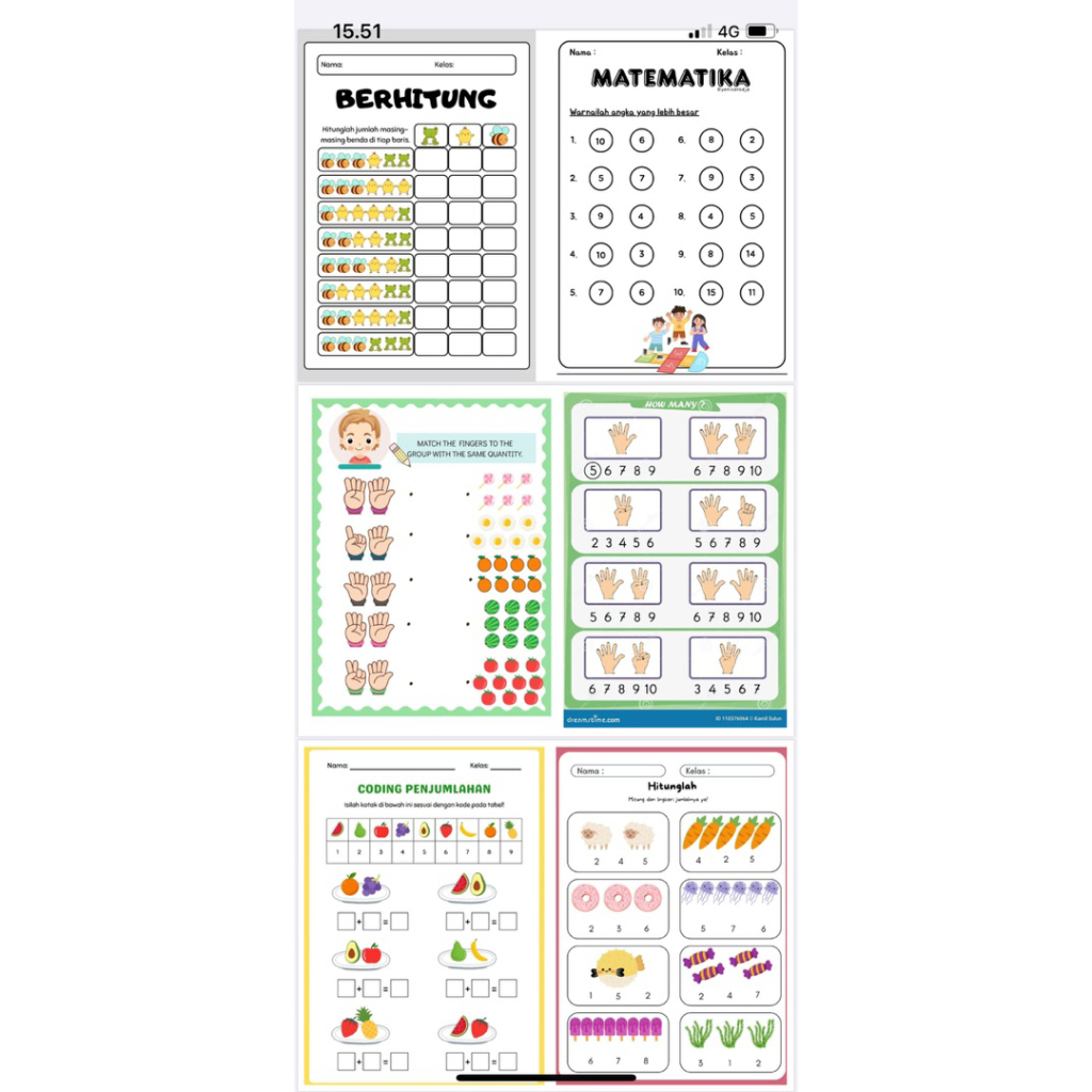 Worksheet anak PAUD-TK (.pdf) 100++ halaman