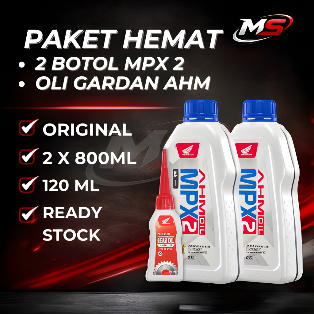 Paket Hemat | 2x MPX 2 0,8L + 1x Oli Gardan AHM 120ml Original | Oli Mesin Motor Matic + Oli Gardan 