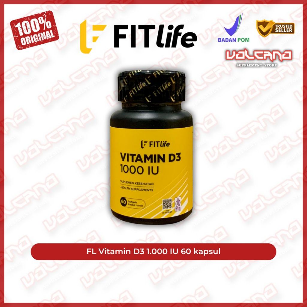 FITLIFE Vitamin D3 1000 IU 60 Softgel kapsul lunak FL Vit D HALAL BPOM