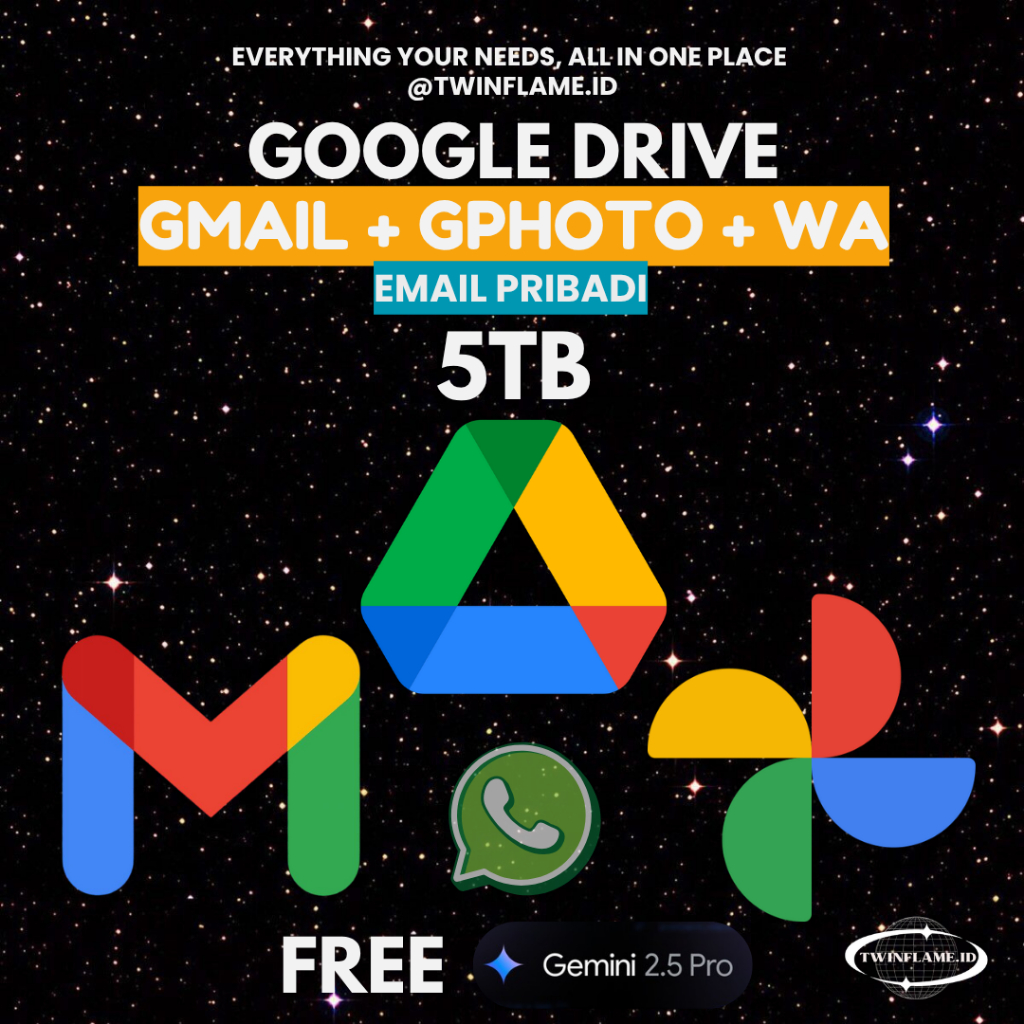 Google Drive 5TB Bonus Google Photos Gmail Gemini PRO Upgrade Email Pribadi