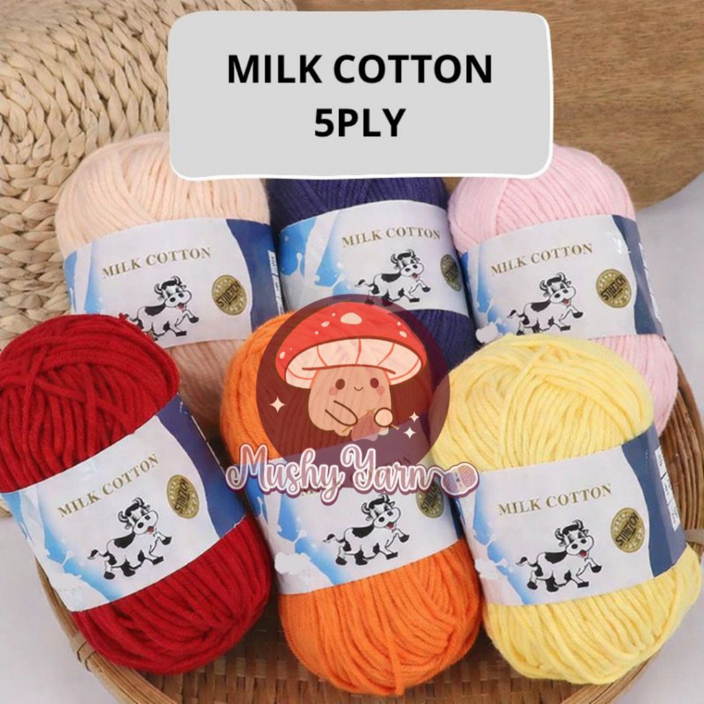 1-50 BENANG RAJUT KATUN IMPOR 5 PLY MILK COTTON YARN