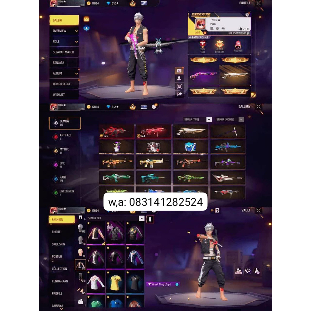 ready stok akun free fire sultan