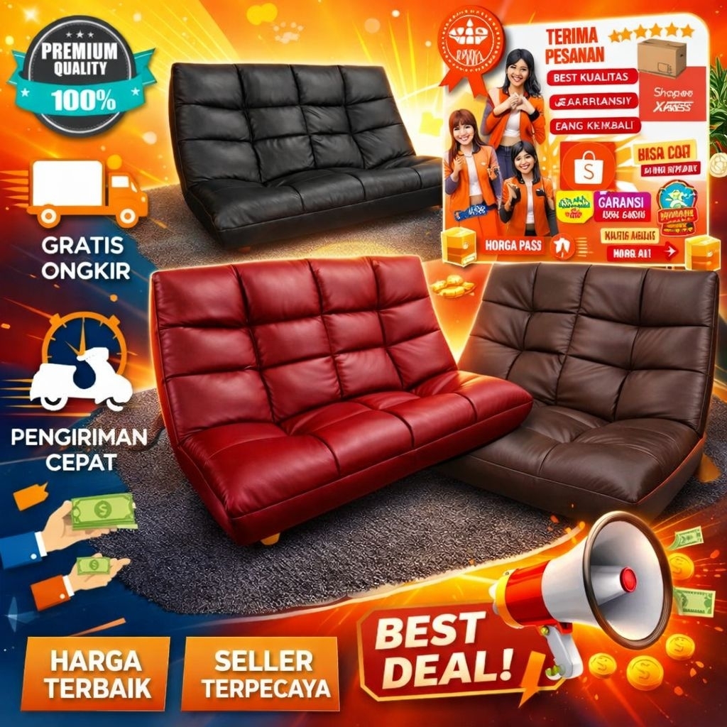 SOFA LIPAT Prim 2P - Sofa Bed Recliner 2 KULIT SINTETIS