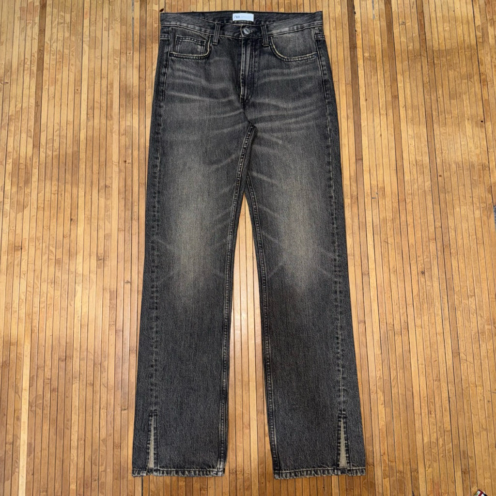 ZARA MAN STRAIGHT CHARCOAL FADED BLACK DENIM JEANS
