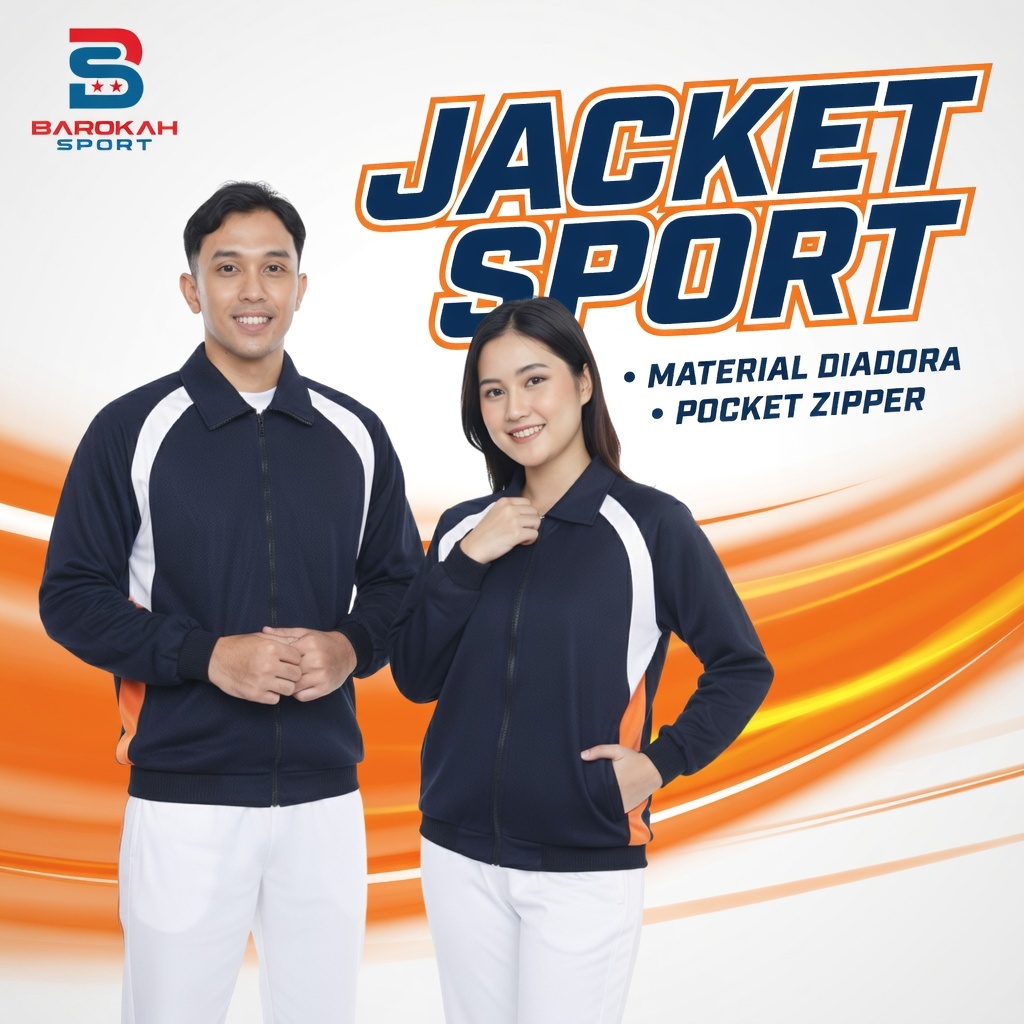 HM Barokah - Jaket Olahraga Pria Wanita Jaket Training Laki Laki Perempuan Atasan Jaket lari senam g
