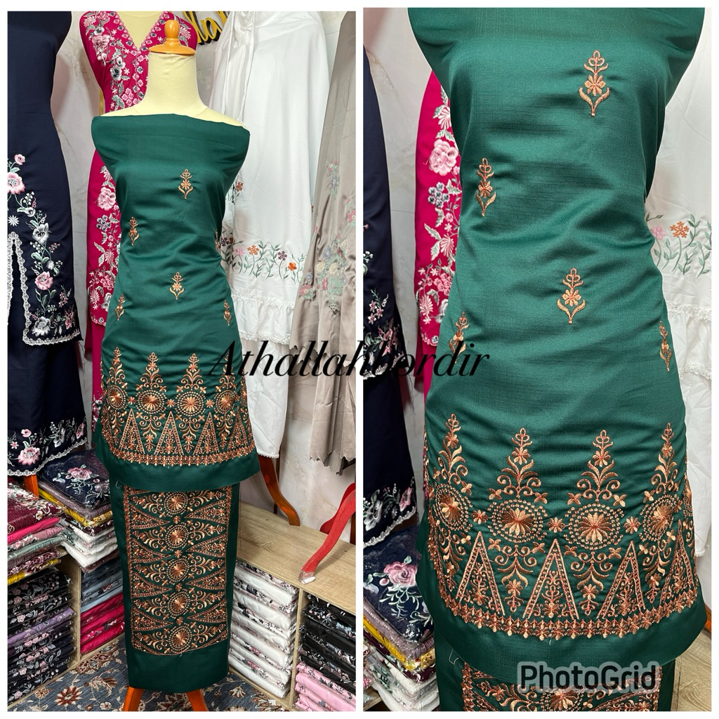 bahan baju kurung bordir motif songket