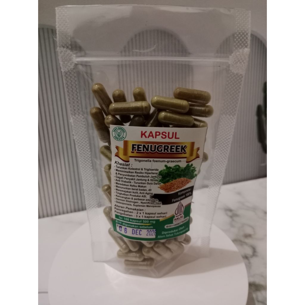kapsul fenugreek murni isi 100 kapsul-fenugreek kapsul asli organik sejuta manfaat