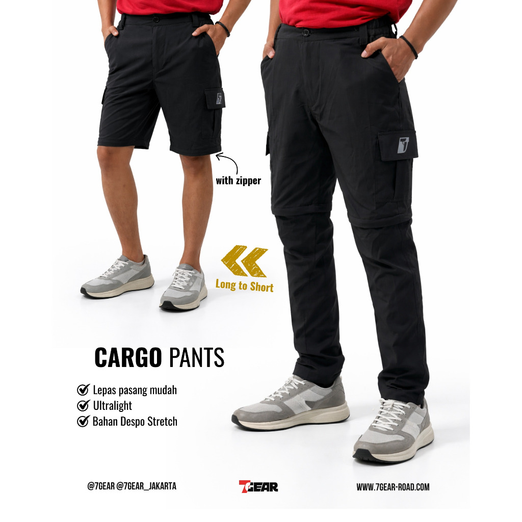 7Gear Celana Cargo Pria Convertible Zip Off Panjang Pendek Tactical Adventure Outdoor