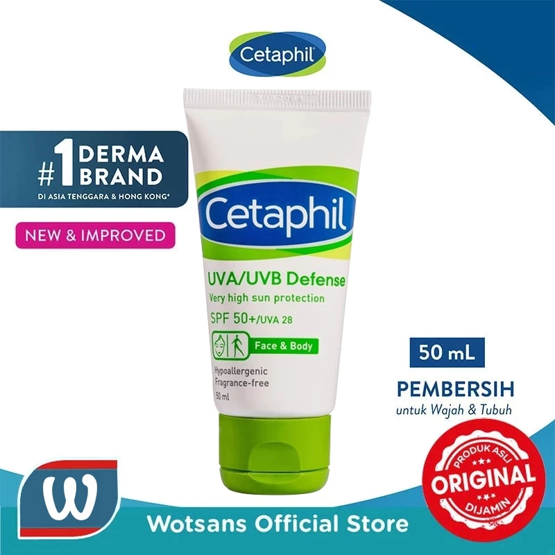 Cetaphil UVA/UVB Defense sunscreen SPF50+ PA++++ 50ml / Sunblock untuk Perawatan Wajah