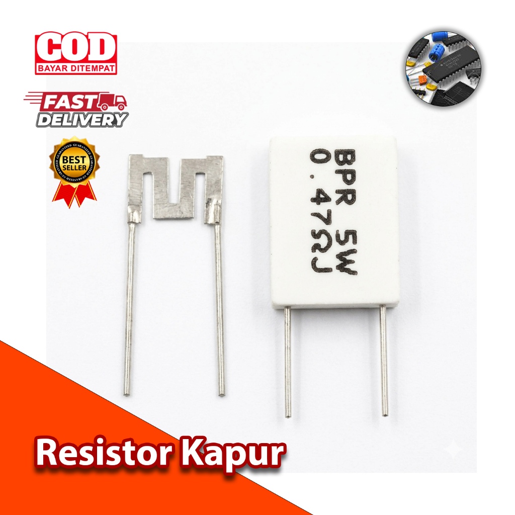 resistor kapur 5 watt gepeng r kapur / tahanan kapur gepeng 5watt 5w