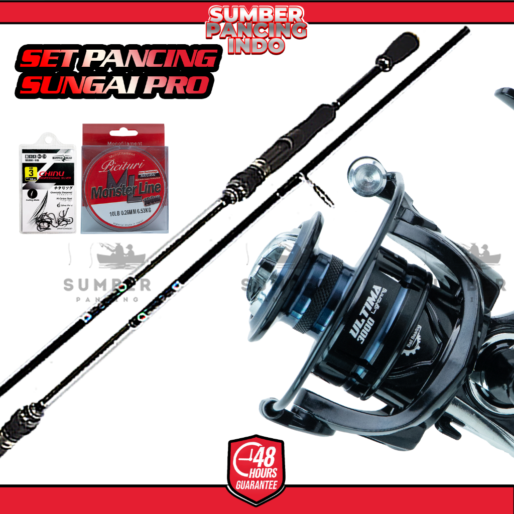 SET PANCING Lengkap Siap Mancing SET PANCING SUNGAI PRO Joran Hammer Head - Reel Centro 3000 - Senar