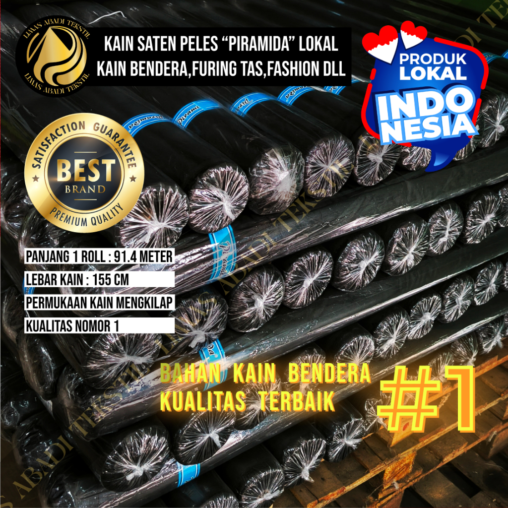 Kain Peles PIRAMIDA(Hitam)1 Roll 50 100 Yard Setara Peles Kahatex Bahan Furing Fashion Serbaguna Tas
