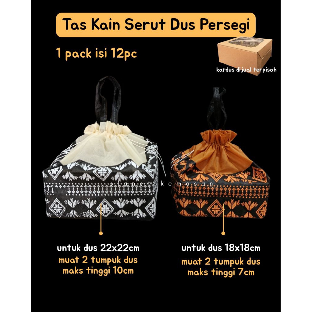 [1 Lusin] TAS KAIN SERUT 18x18 22x22 SPUNBOND TAS KAIN DUS TAS KAIN HAJATAN SPUNBOND SERUT