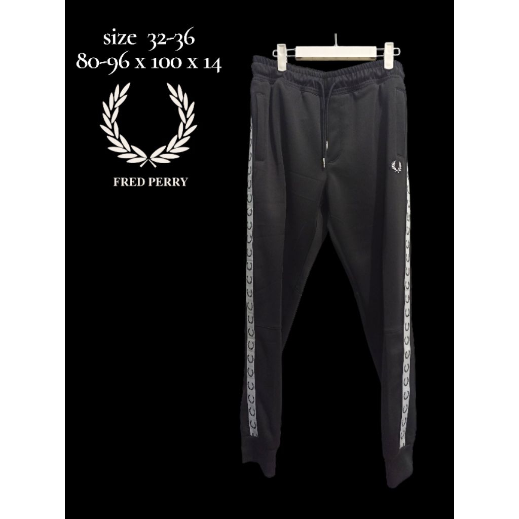 celana panjang trackpant joger FP Fred Perry hitam sz L BNWT