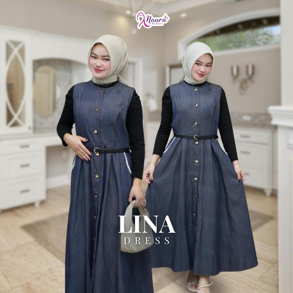 Lina Dress - Gamis Overall Lengan Pendek - Muslim Wanita ( Tanpa Manset )