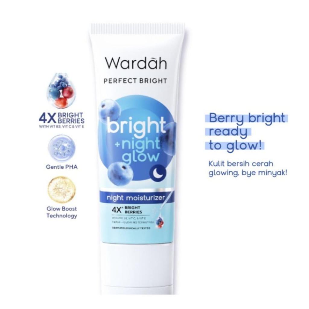 GC Kosmetik Wardah Perfect Bright Bright + Night Glow Night Moisturizer 20ml | Cream Malam Mencerahk