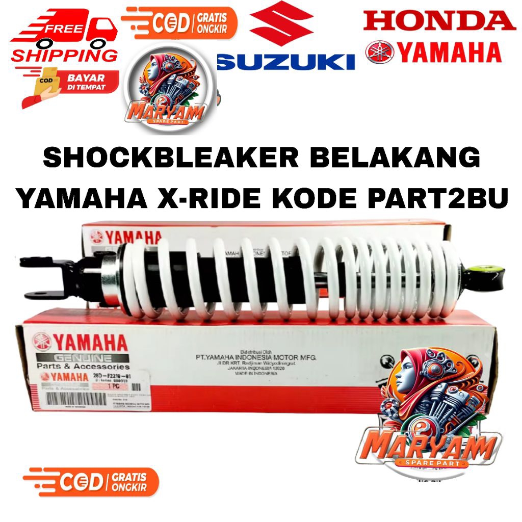 SHOCKBREAKER BELAKANG MOTOR YAMAHA X RIDE 115 , X RIDE 125 WARNA PUTIH KODE PART 2BU