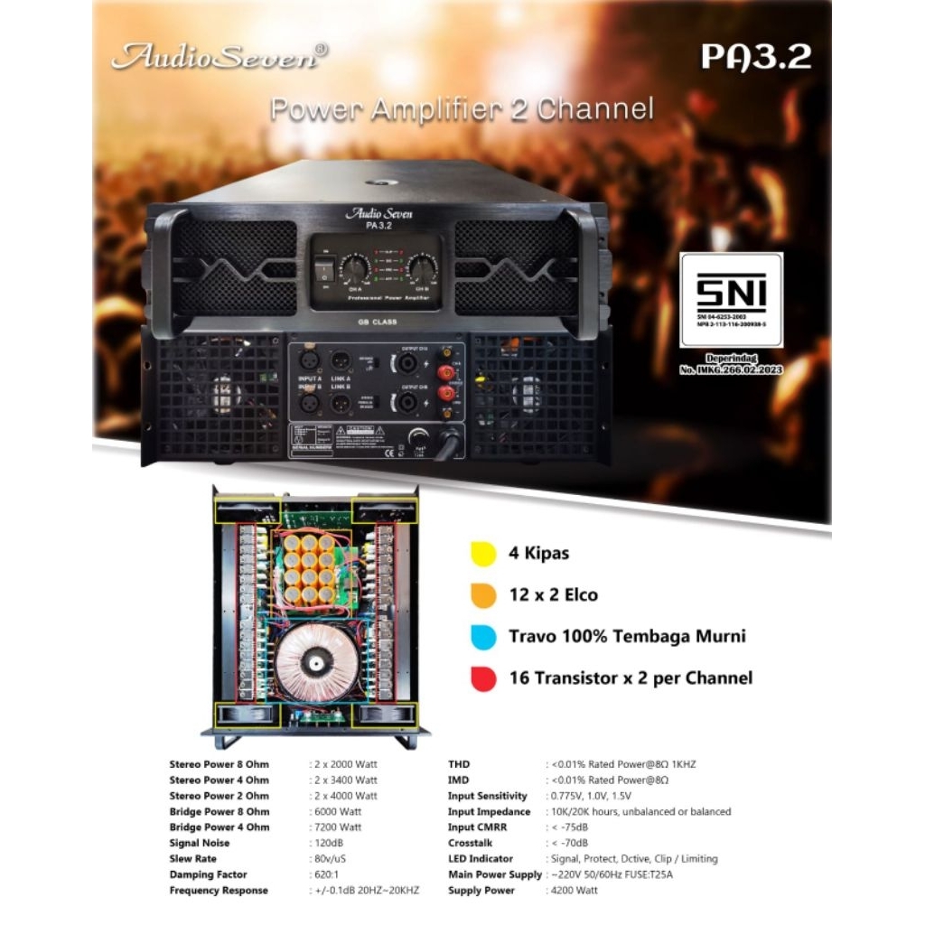 POWER AMPLIFIER AUDIO SEVEN PA 3.2 / PA 3.2 2CHANEL ORIGINAL AUDIO SEVEN