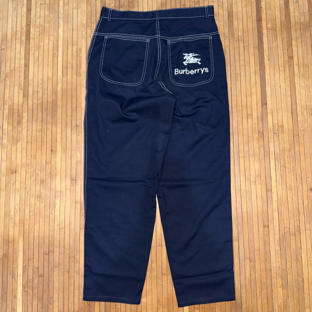 VINTAGE BURBERRYS LUXURY DARK NAVY TAPERED FIT TROUSERS PANTS