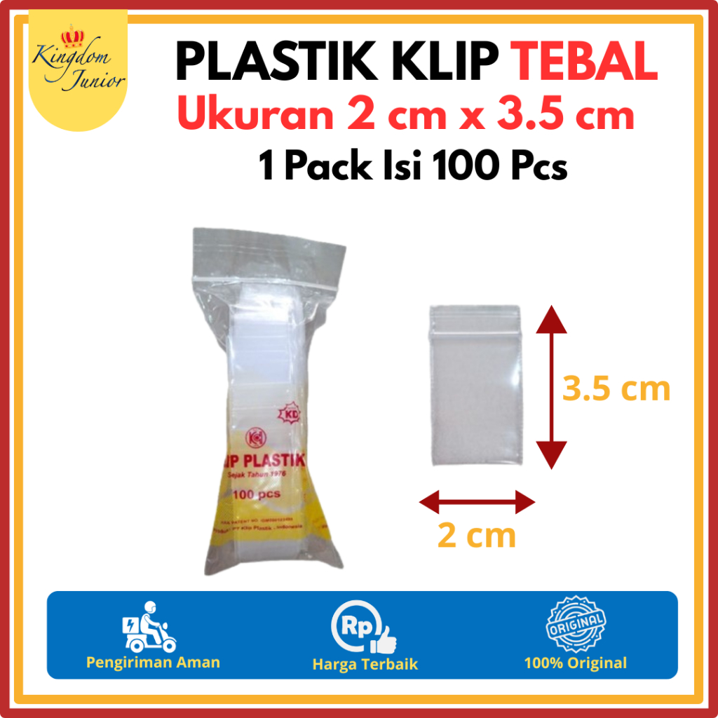 Klip Plastik Kecil Tebal 2 x 3.5 cm 1 Pack Isi 100 Pcs | Plastik Klip Kecil