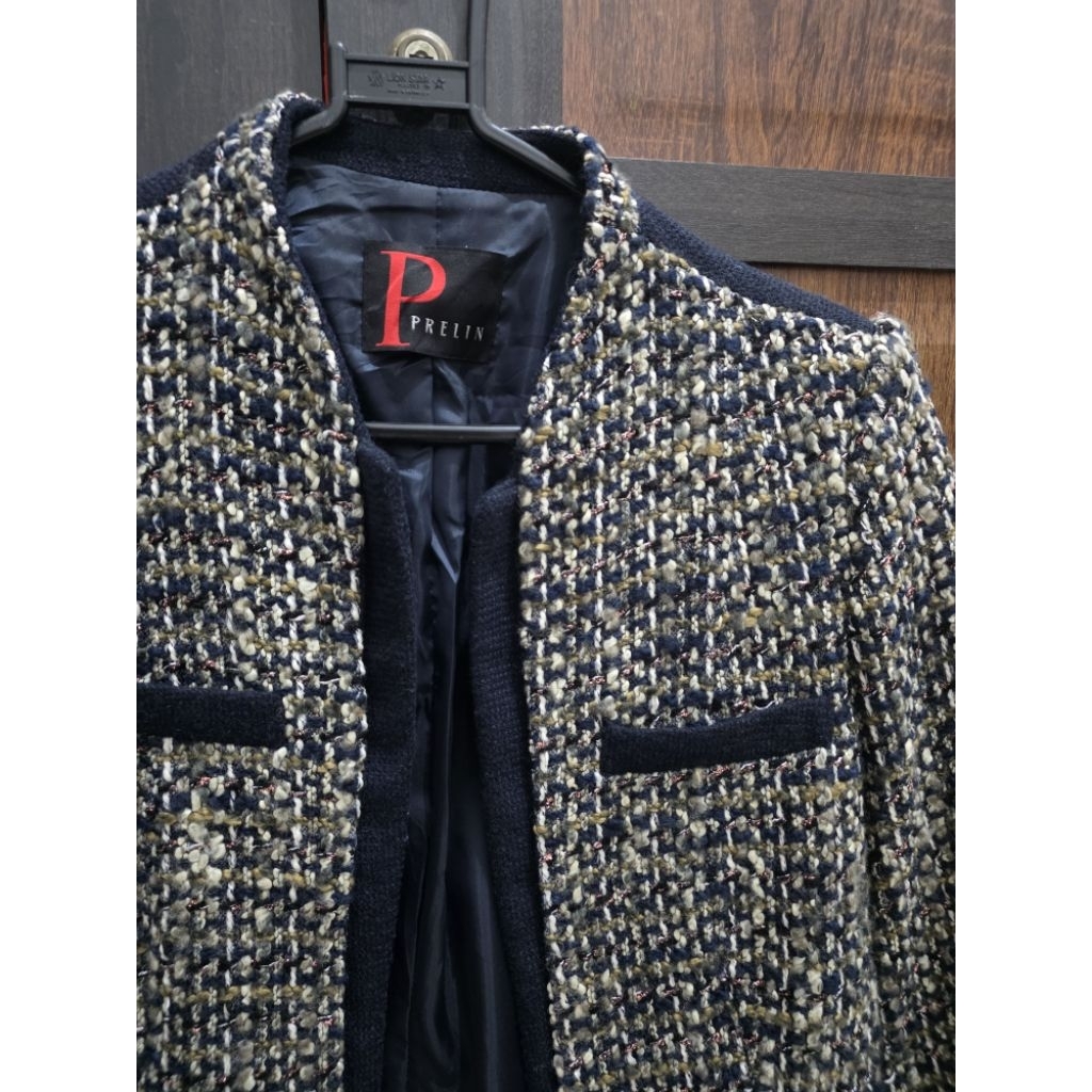 blazer tweed two tone