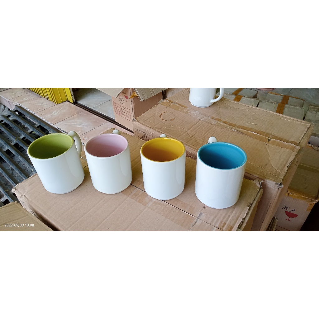 MUG SUBLIM WARNA DALAM / MUG COATING POLOS PUTIH WARNA DALAM