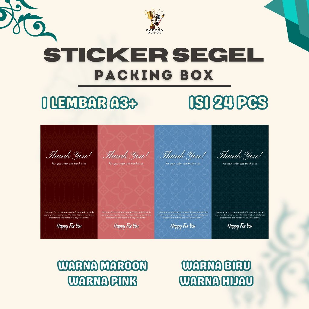 (ISI 24 PCS) Stiker Terima Kasih Persegi | Label Segel Untuk Makanan & box