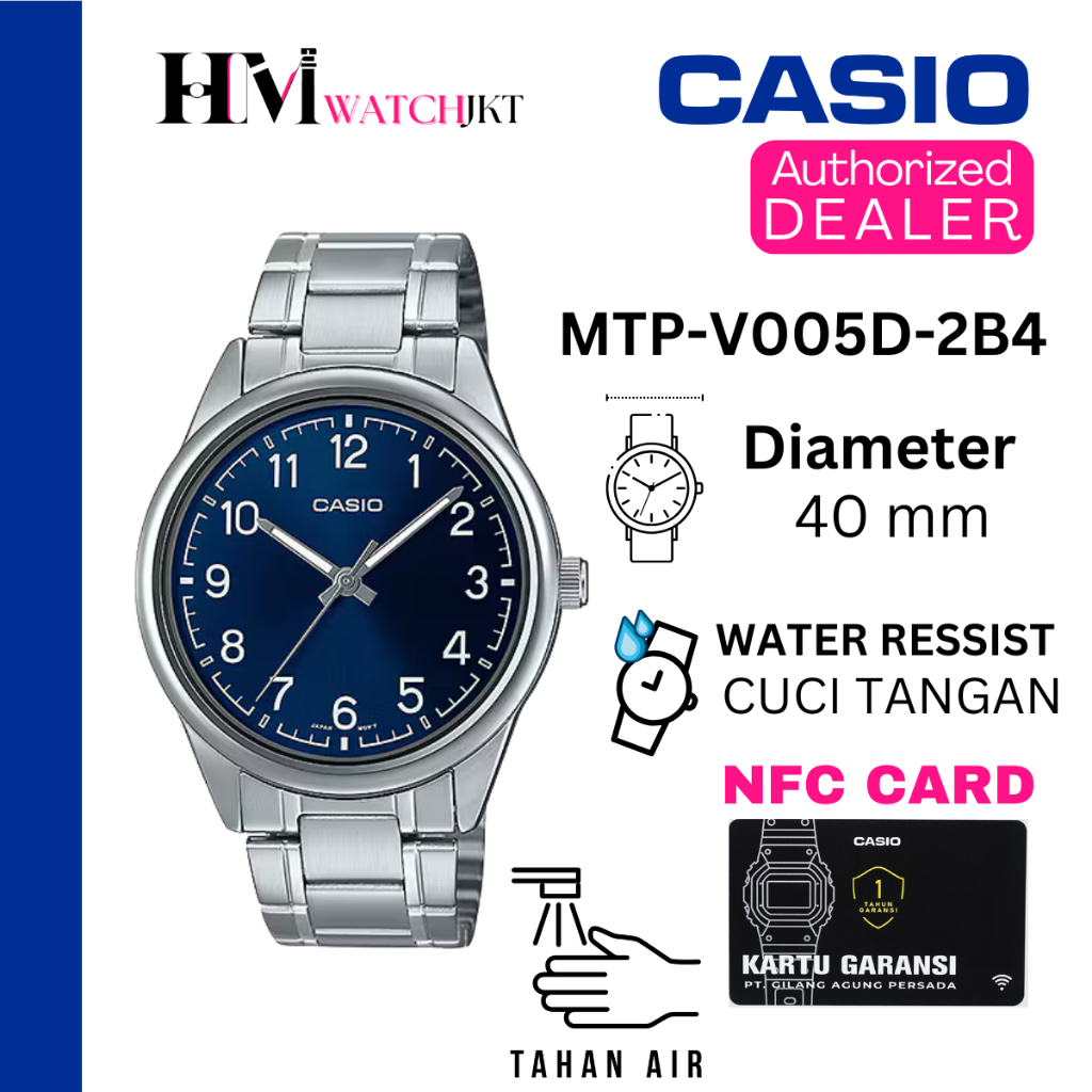 CASIO MTP-V005D-2B4 Jam Tangan Pria Original Analog Rantai Sport Antiair MTP-V005D-2B4 MTPV005