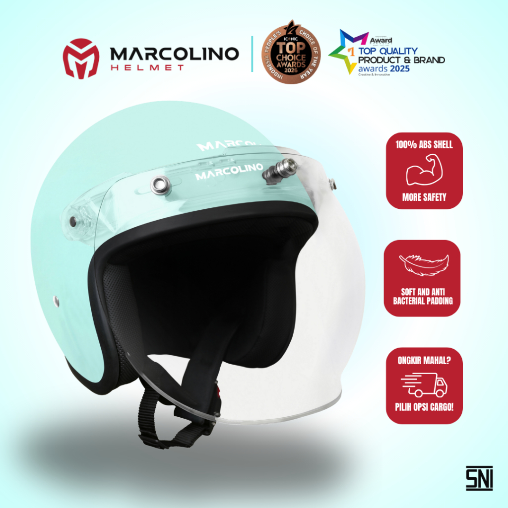 [ Tosca Pastel With Visor ] Marcolino Helmet Pastel Edition SNI (Helm Bogo Retro Cewe Cowo Pria Wani