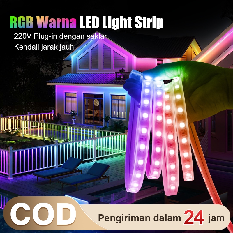 Paket Lampu Strip LED 5050 SMD 5Meter-30M / Lengkap Tinggal Colok RGB 220V (Sudah Termasuk SOKET)