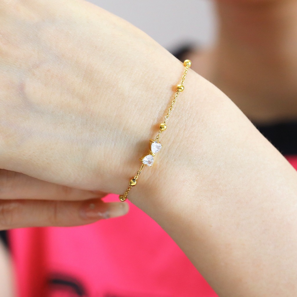 Korea Wanita Titanium Gelang Berlian Tali Kupu-kupu Baja Tahan Karat Emas Gelang Kupu-kupu Berlapis 