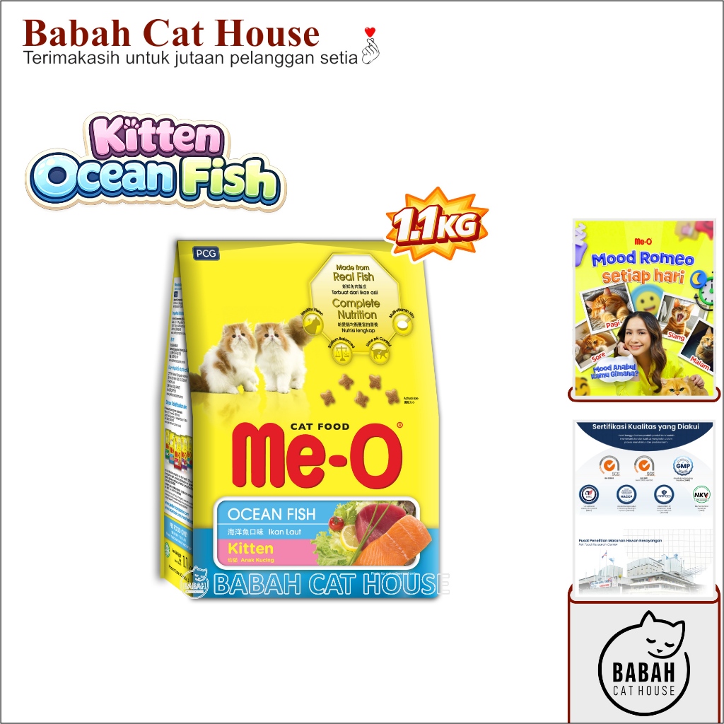 MEO KITTEN 1.1KG OCEAN FISH Makanan Anak Kucing Kering Cat Dry Food Usia 1 2 3 Bulan Bayi Baby Murah