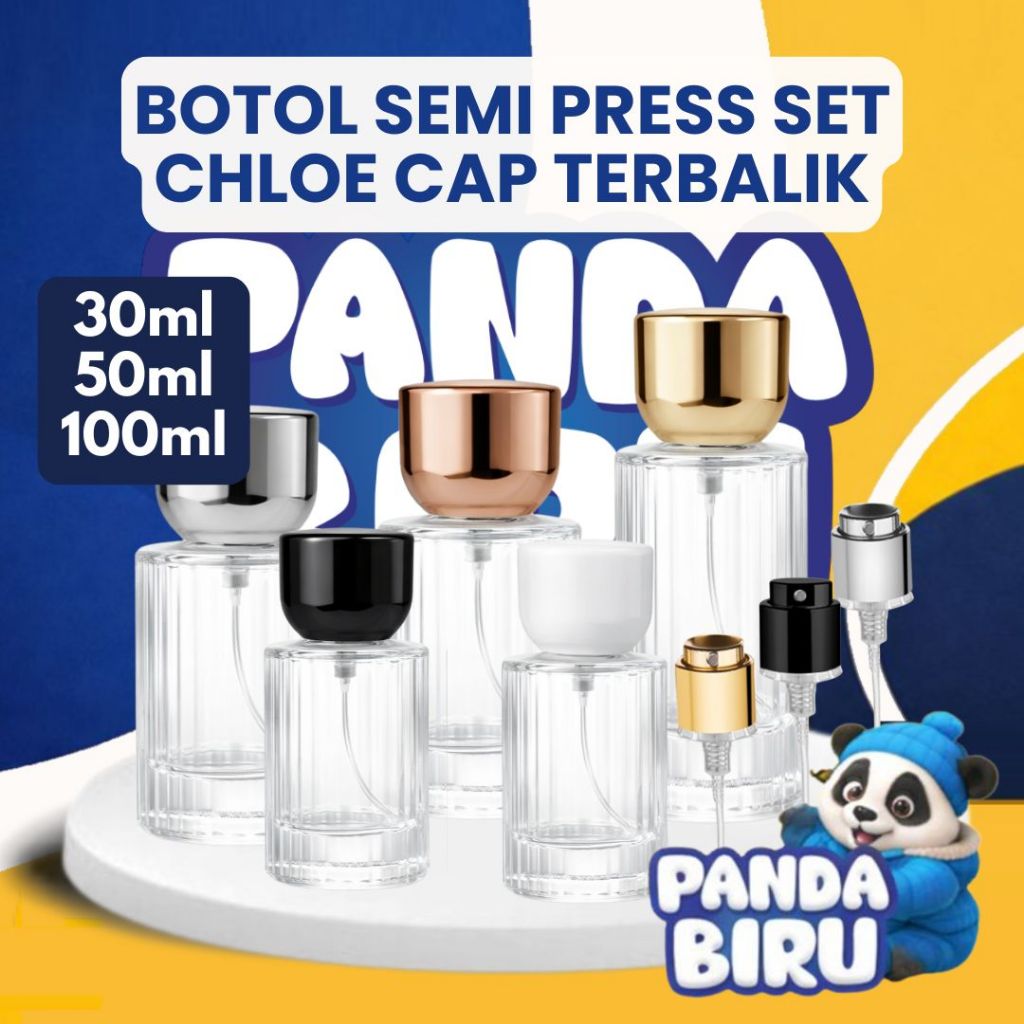 Botol Parfum Semi Press Set Chloe Trans Cap Terbalik 30ml 50ml 100ml | Bottle Parfume | Panda Biru