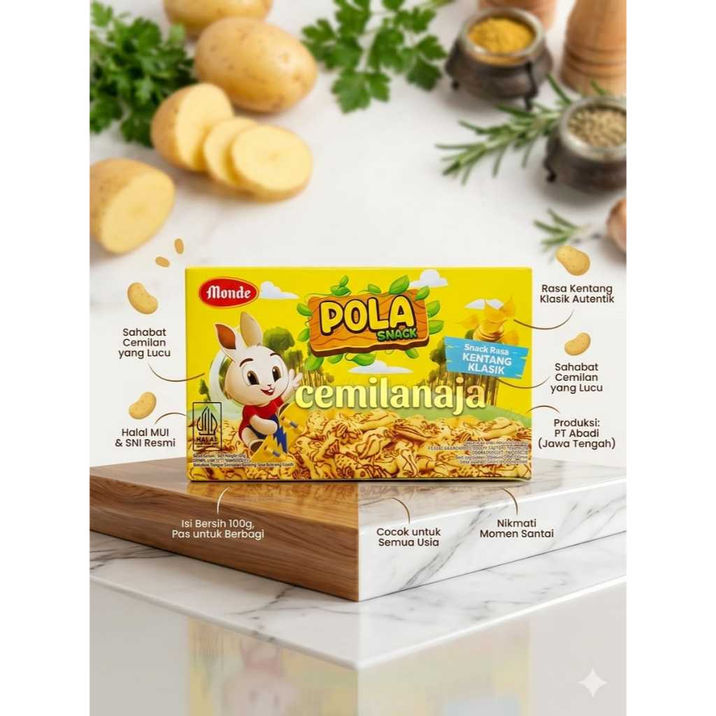 BISKUIT MONDE POLA KECIL 25 GRAM / MAKANAN RINGAN RASA KENTANG / SNACK GURIH RENYAH MURAH