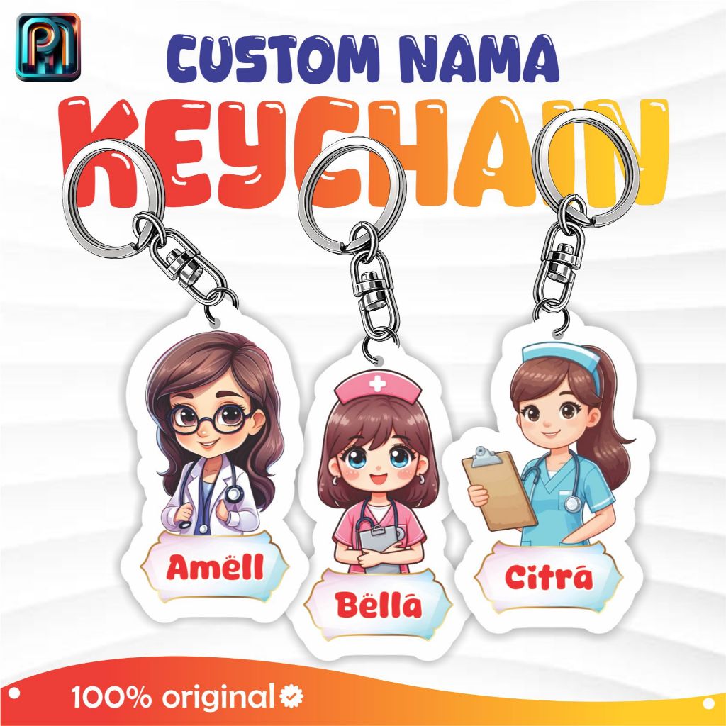 Gantungan Kunci Akrilik Dokter & Perawat | Souvenir Akrilik Custom Nama  | Bisa Request Nama.