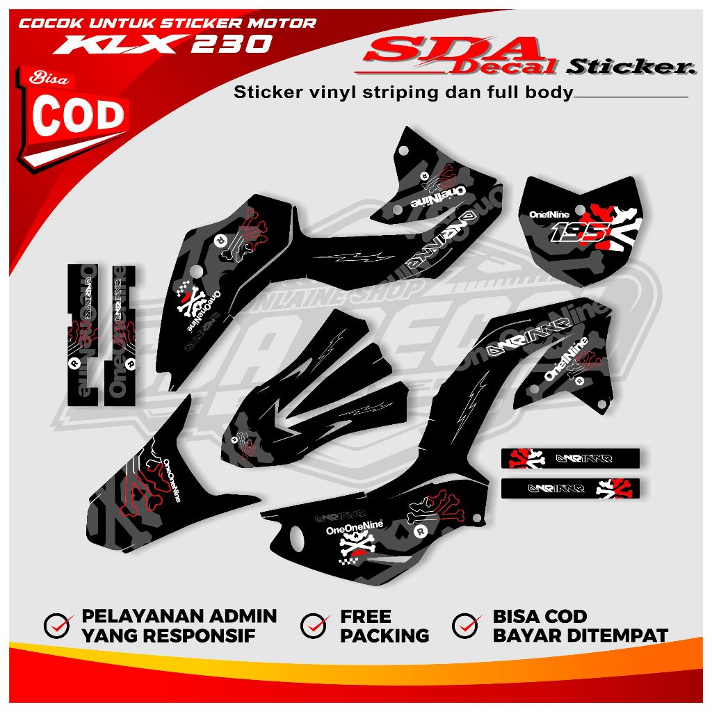 Decal Stiker KLX 230 Full Body - Sticker Decal KLX 230 Full Body Bisa Custom Nama Dan Nomer SDA.04