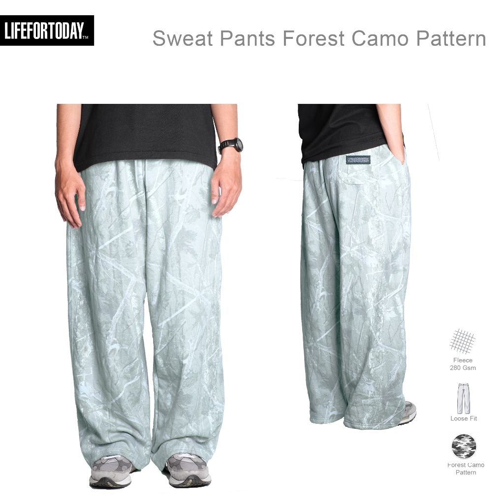 LIFEFORTODAY - FLAKES FOREST CAMO SWEAT PANTS LOOSE MINT