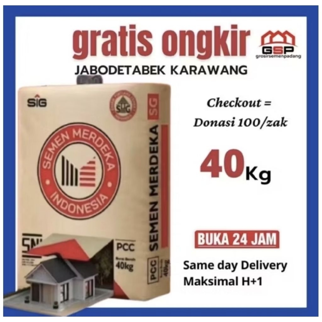 Semen Merdeka 100 zak + 30 zak Unimix Hebel + 30 zak Unimix Acian Tanpa Kuli