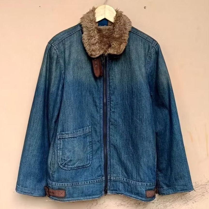 Jacket rageblue denim sherpa aviator military japanese vintage