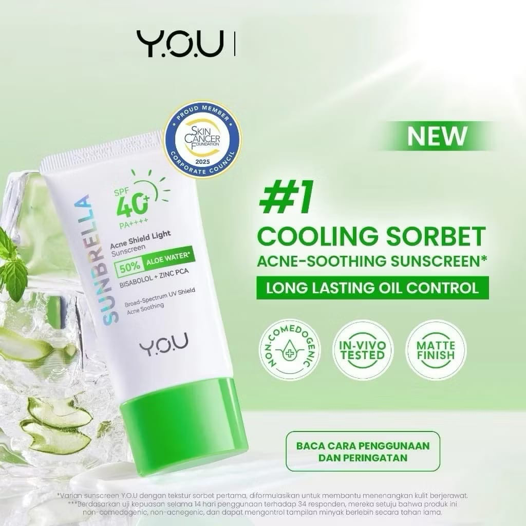 You Sunscreen Acne Shield 30ml - Ringan, Tidak Berminyak, Menenangkan Kulit
